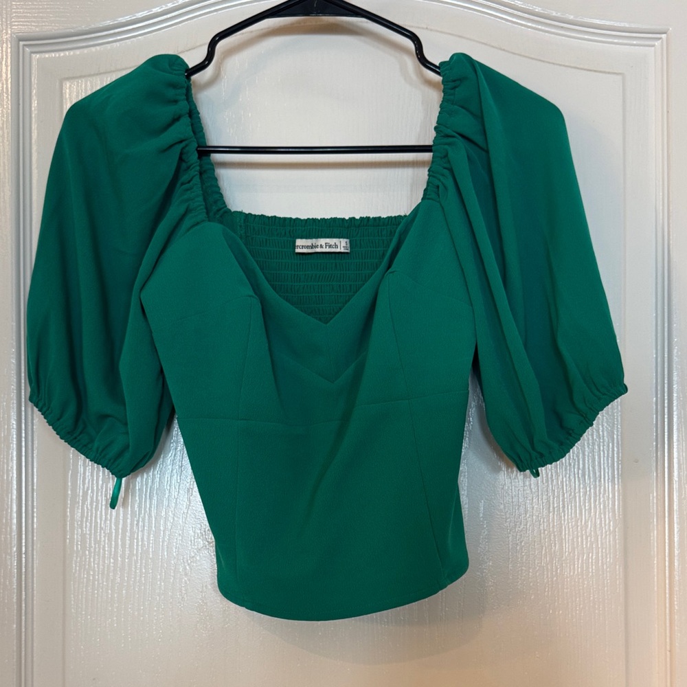 Abercrombie & Fitch Teal Puff Sleeve Blouse